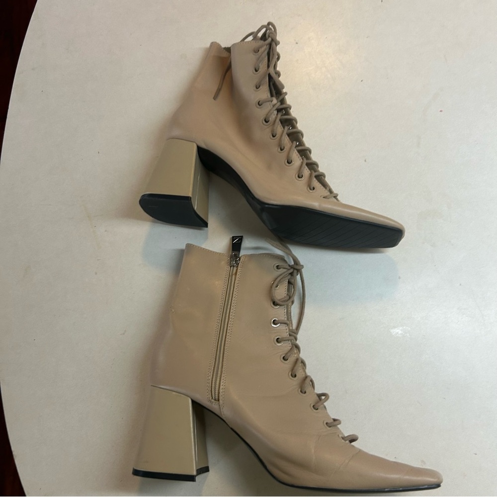 Zara Women’s heeled booties.  Lt Tan color size 10.5 US. 41 Euro